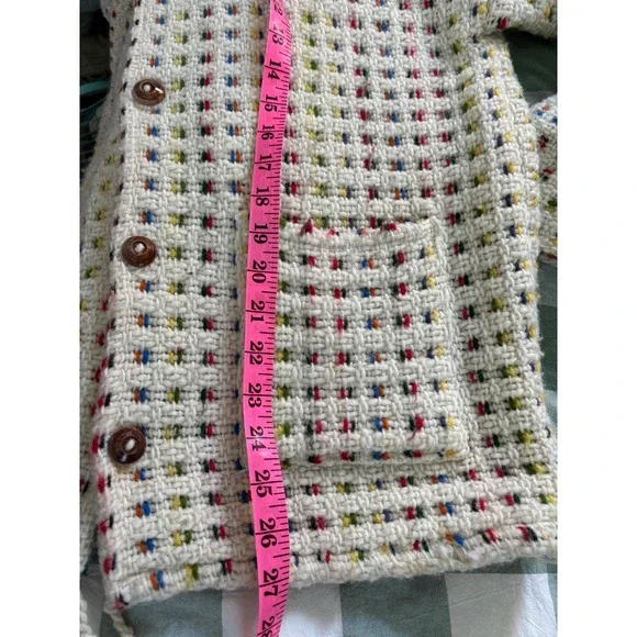 Las Americas 100% Wool Confetti Knit Button Cardigan Jacket Made in Ecuador - Picture 9 of 10